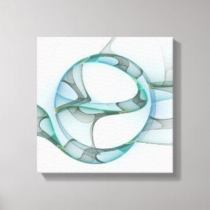 Modern Abstract Fractal Art Blue Turquoise Grey Canvas Print