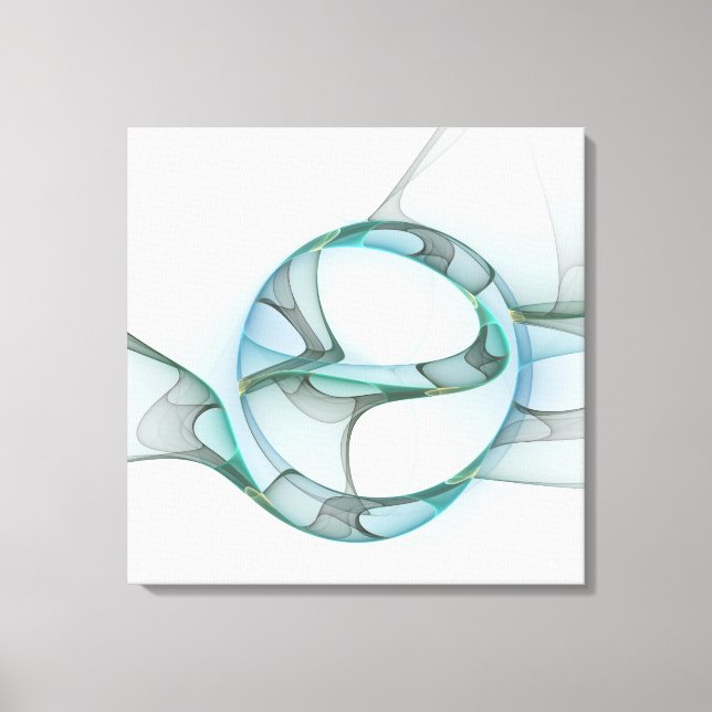 Modern Abstract Fractal Art Blue Turquoise Grey Canvas Print (Front)