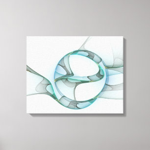 Modern Abstract Fractal Art Blue Turquoise Grey Canvas Print
