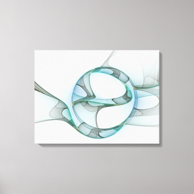 Modern Abstract Fractal Art Blue Turquoise Grey Canvas Print (Front)