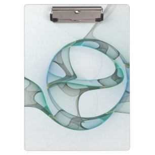 Modern Abstract Fractal Art Blue Turquoise Grey Clipboard