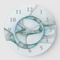 Modern Abstract Fractal Art Blue Turquoise Grey