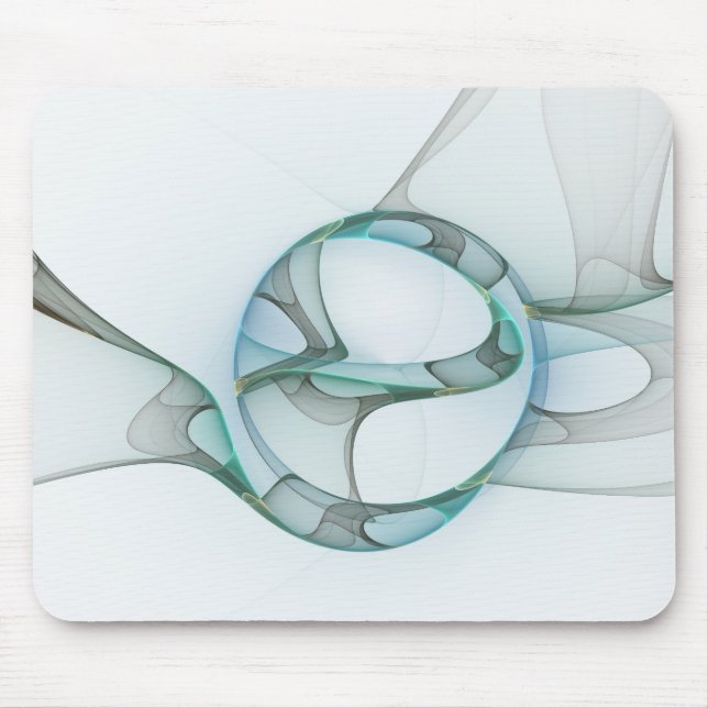 Modern Abstract Fractal Art Blue Turquoise Grey Mouse Pad (Front)