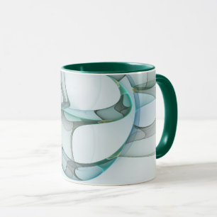 Modern Abstract Fractal Art Blue Turquoise Grey Mug