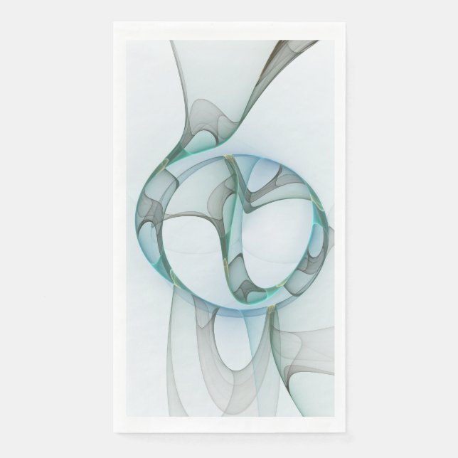Modern Abstract Fractal Art Blue Turquoise Grey Napkin (Front)