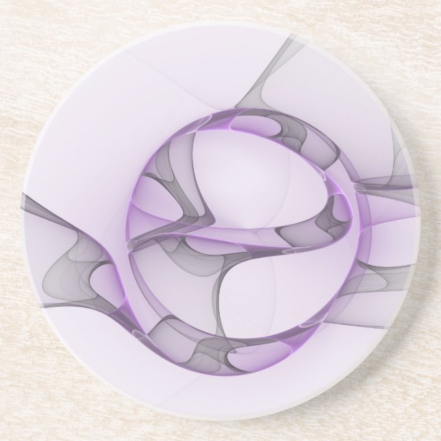 Modern Abstract Fractal Art Lavender Grey Coaster (Front)