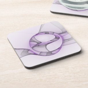 Modern Abstract Fractal Art Lavender Grey Coaster