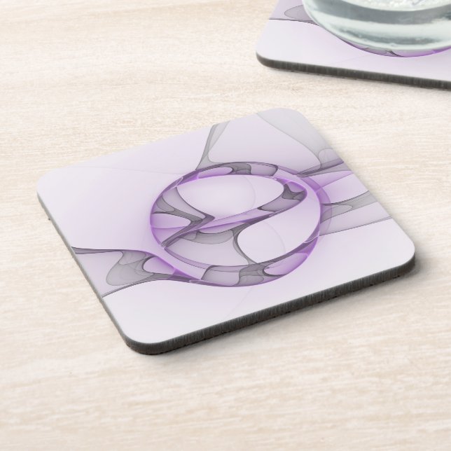 Modern Abstract Fractal Art Lavender Grey Coaster (Left Side)
