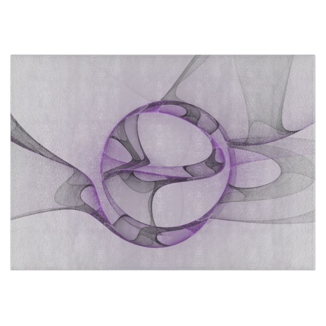 Modern Abstract Fractal Art Lavender Grey Cutting Board (Front)