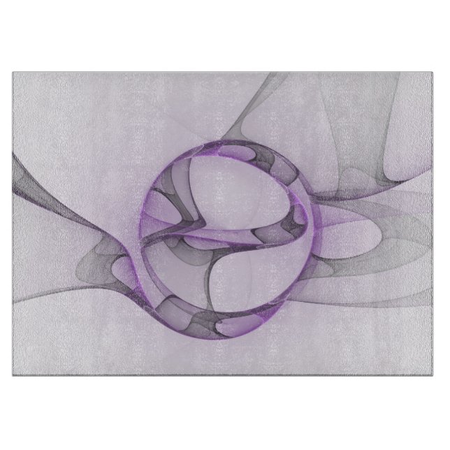 Modern Abstract Fractal Art Lavender Grey Cutting Board (Front)