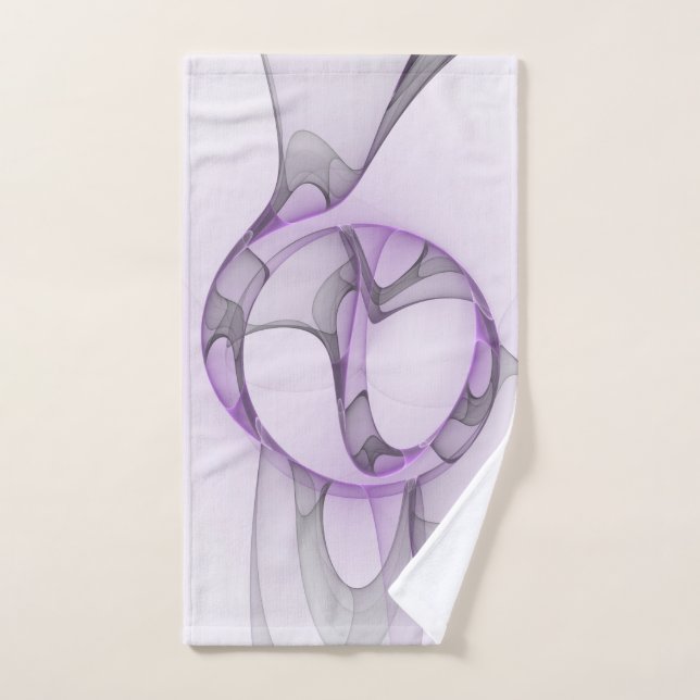 Modern Abstract Fractal Art Lavender Grey Hand Towel (Hand Towel)