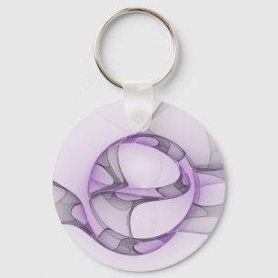 Modern Abstract Fractal Art Lavender Grey Key Ring