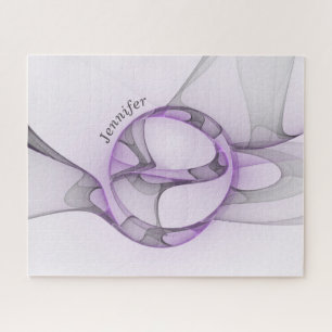 Modern Abstract Fractal Art Lavender Grey Own Name Jigsaw Puzzle