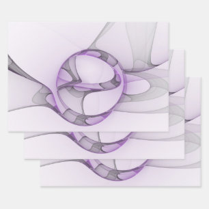 Modern Abstract Fractal Art Lavender Grey Wrapping Paper Sheet