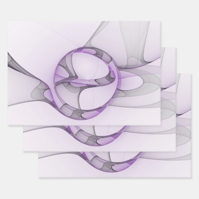 Modern Abstract Fractal Art Lavender Grey Wrapping Paper Sheet (Set)