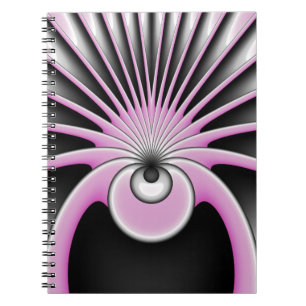 Modern Abstract Fractal Art Pink Gray Black Figure Notebook