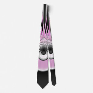 Modern Abstract Fractal Art Pink Gray Black Figure Tie