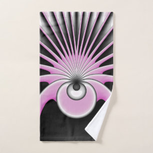Modern Abstract Fractal Art Pink Grey Black Figure Hand Towel