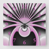 Modern Abstract Fractal Art Pink Grey Black Figure