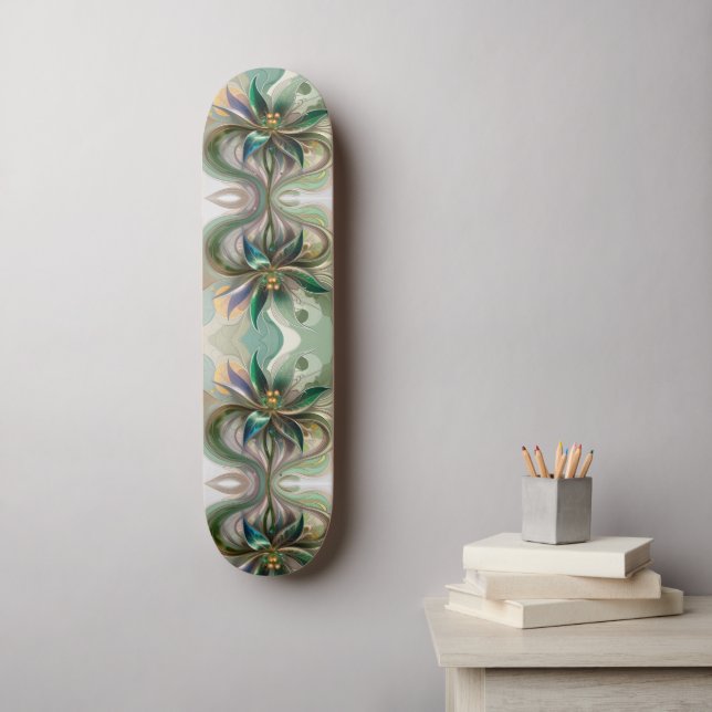 Modern Abstract Fractal Colorful Fantasy floral  Skateboard (Wall Art)