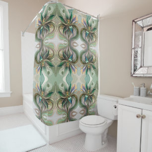 Modern Abstract Fractal Colourful Fantasy floral Shower Curtain