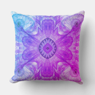 Modern Abstract Fractal Pink and Blue Design Cushion