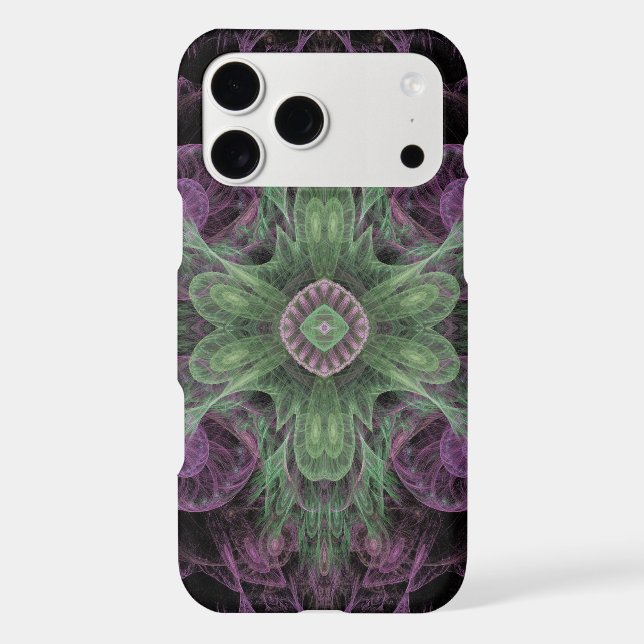 Modern Abstract Fractal Purple and Green Design (Back)