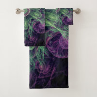 Modern Abstract Fractal Purple and Green Design