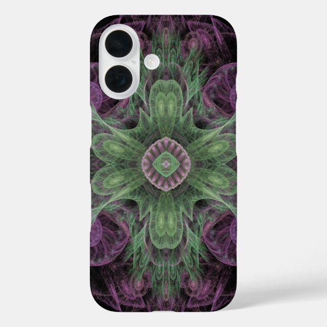 Modern Abstract Fractal Purple and Green Design Case-Mate iPhone Case (Back)