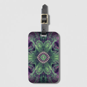 Modern Abstract Fractal Purple and Green Design Luggage Tag