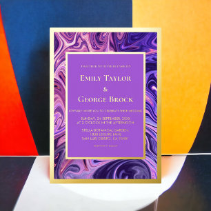 Modern Abstract Galaxy Art Wavy Blue Gold Wedding