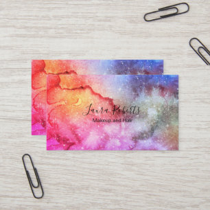 Modern Abstract Galaxy Watercolor Business Card