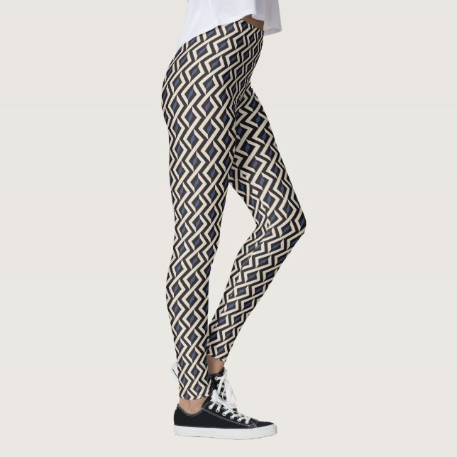 Modern Abstract geometric 2 - Blue Ridge, Panna Co Leggings (Right)