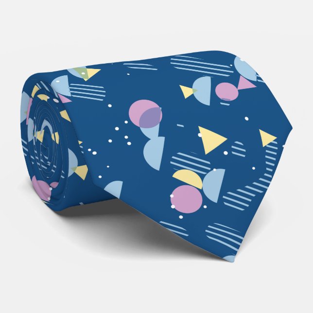 Modern Abstract Geometric 50s Art Pattern Tie (Rolled)