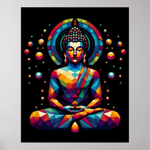 Modern Abstract Geometric Art Gautama Buddha Poster