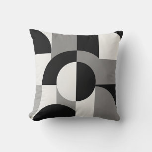 Modern Abstract Geometric Art Pattern in Monochrom Cushion