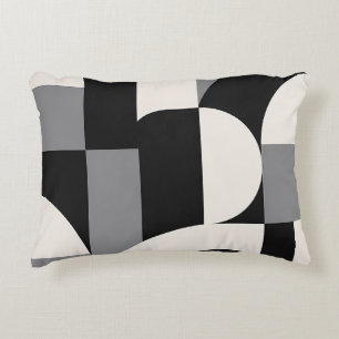 Modern Abstract Geometric Art Pattern in Monochrom Decorative Cushion