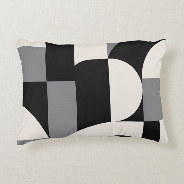 Modern Abstract Geometric Art Pattern in Monochrom Decorative Cushion (Front)