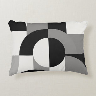 Modern Abstract Geometric Art Pattern in Monochrom Decorative Cushion