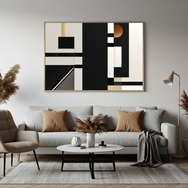 Modern Abstract Geometric Black and Gold Poster (Creator Uploaded)