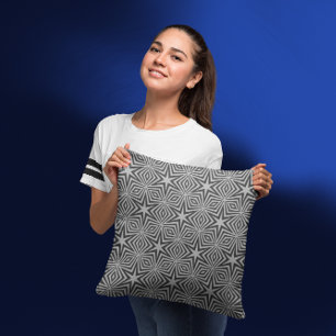 Modern Abstract Geometric Black Grey Pattern  Cushion