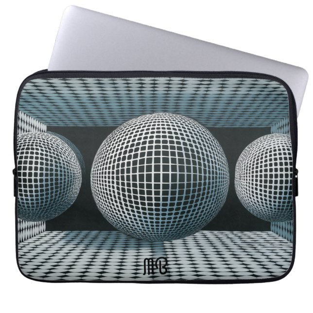 Modern Abstract Geometric Black White Pattern 13" Laptop Sleeve (Front)