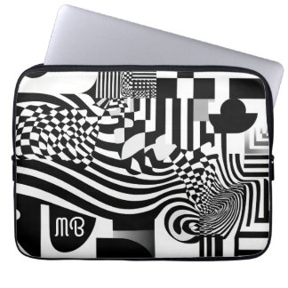 Modern Abstract Geometric Black White Pattern 13" Laptop Sleeve
