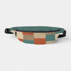 Modern Abstract Geometric Block in Teal & Beige Bum Bags