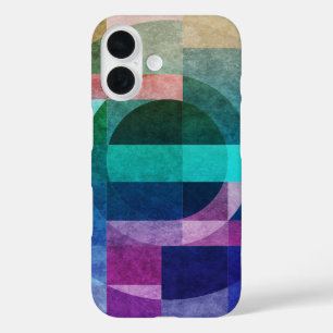 Modern abstract geometric Blue green pink Circle iPhone 16 Case