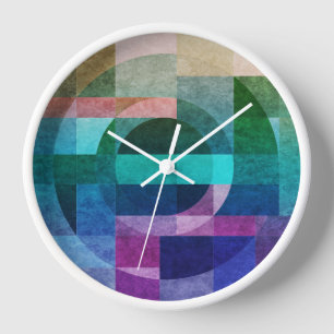 Modern abstract geometric Blue green pink Circle Clock