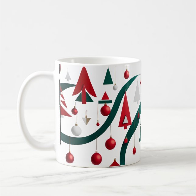Modern Abstract Geometric Christmas Mug (Left)