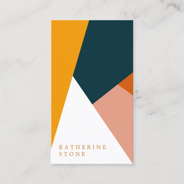 Modern abstract geometric colour block pattern business card (Front)