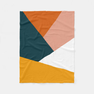 Modern abstract geometric colour block pattern fleece blanket