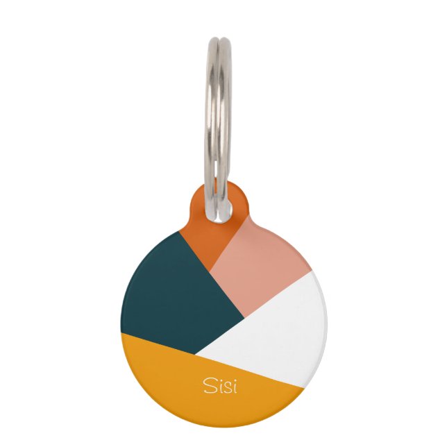 Modern abstract geometric colour block pattern pet tag (Front)